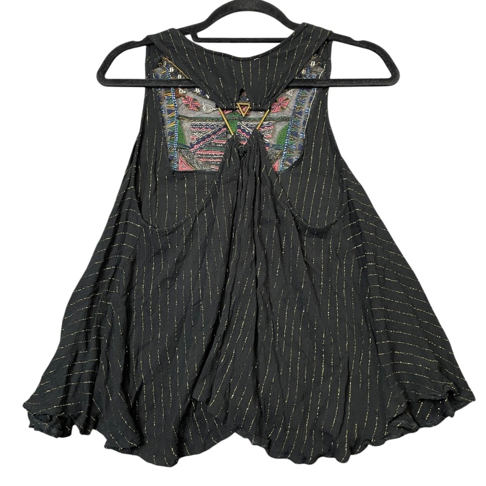 Altar'd State Large‎ Black Tribal Sleeveless Top 100% Viscose Embroidered - Picture 6 of 6